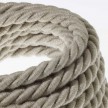 XL electrical cord, electrical cable 3x0,75. Natural linen fabric covering. Diameter 16mm.