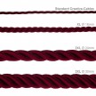 XL electrical cord, electrical cable 3x0,75. Shiny dark bordeaux fabric covering. Diameter 16mm.