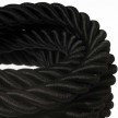 3XL electrical cord, electrical cable 3x0,75. Shiny black fabric covering. Diameter 30mm.