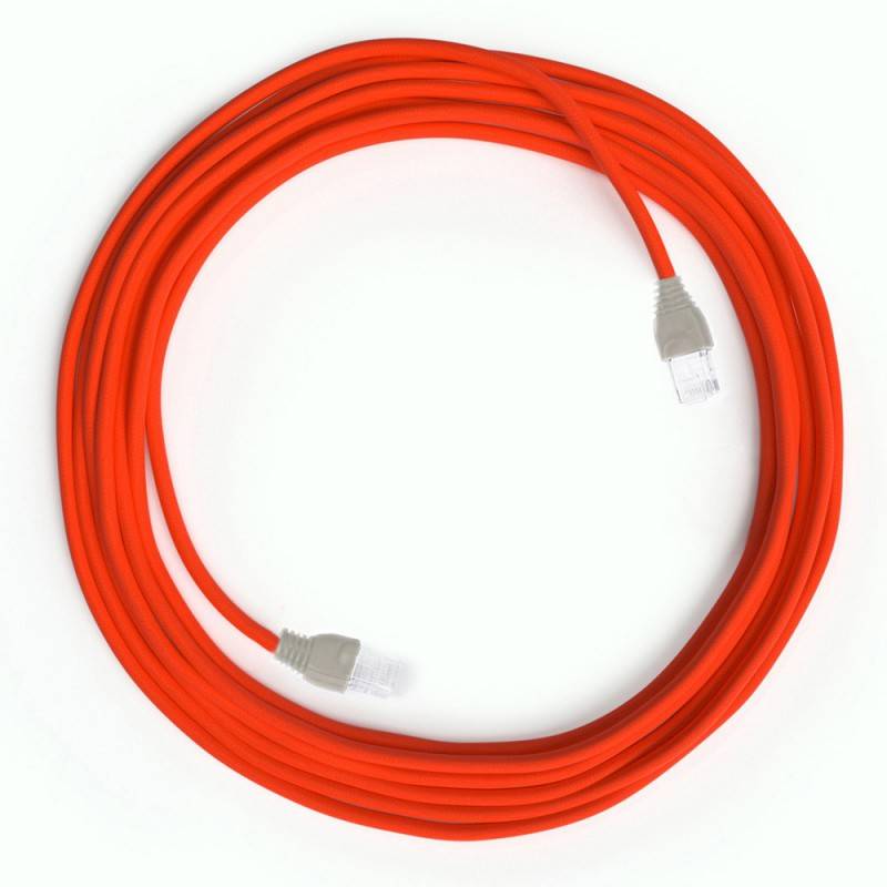 LAN Ethernet Cable Cat 5e with RJ45 plugs - Rayon Fabric RF15 Neon Orange