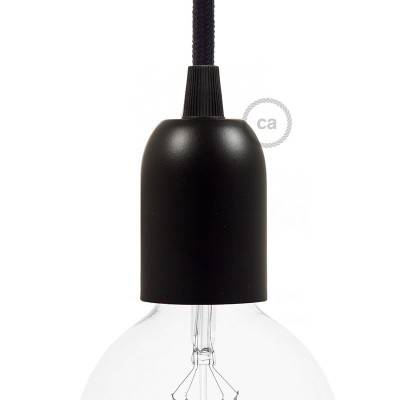 Half-sphere painted metal E27 lamp holder kit - Black