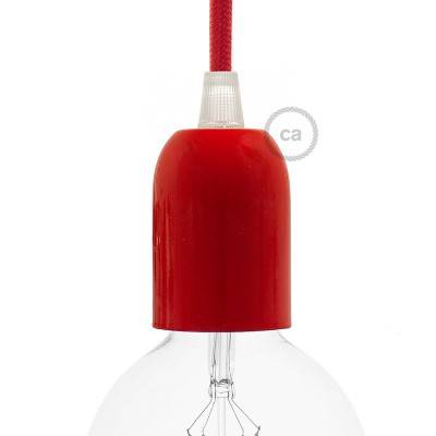 Half-sphere painted metal E27 lamp holder kit - Red