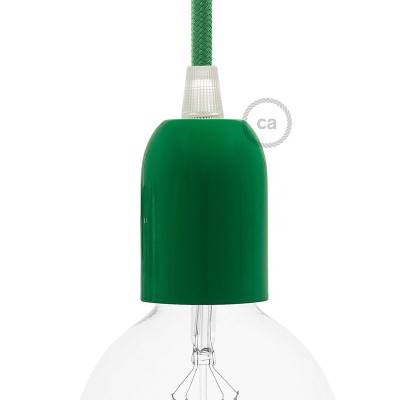 Half-sphere painted metal E27 lamp holder kit - Green