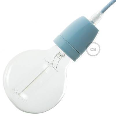 Porcelain E27 lamp holder kit - Light blue