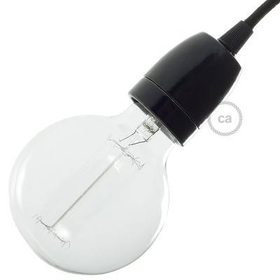 Porcelain E27 lamp holder kit - Black