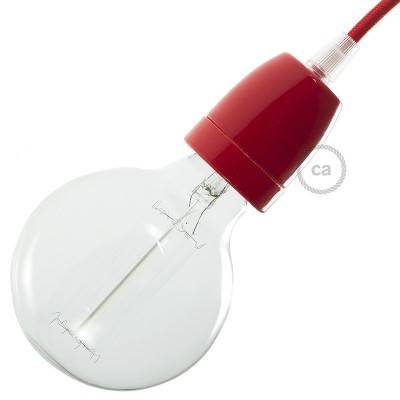 Porcelain E27 lamp holder kit - Red