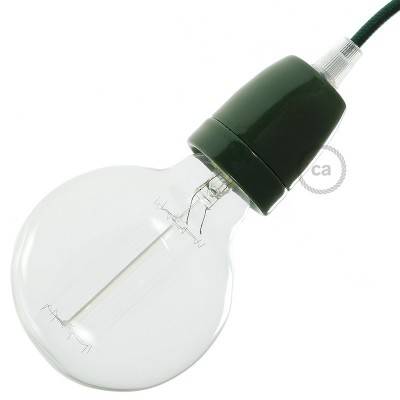 Porcelain E27 lamp holder kit - Green