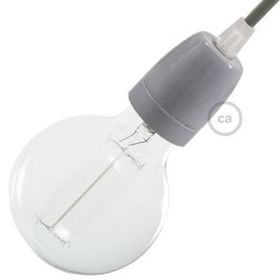 Porcelain E27 lamp holder kit - Grey