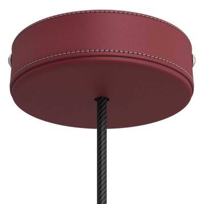 Leather covered wooden ceiling rose kit - Burgundy