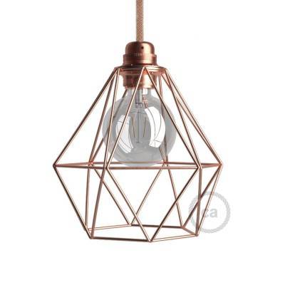 Naked light bulb cage metal lampshade Diamond for E27 fitting - Copper