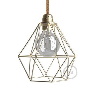 Naked light bulb cage metal lampshade Diamond for E27 fitting - Brass