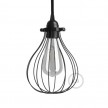 Naked light bulb cage metal lampshade Drop with adjustable collar closure