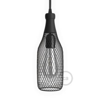 Bottle-shaped naked light bulb cage metal lampshade Magnum - Black