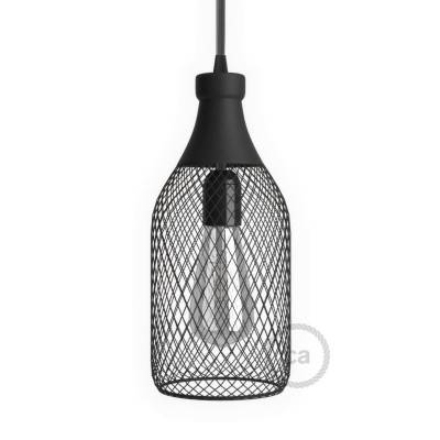 Bottle-shaped naked light bulb cage metal lampshade Jéroboam - Black