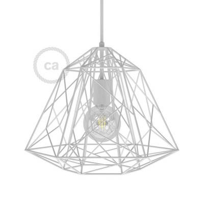 Apollo XL naked cage metal Lampshade with E27 lamp holder - White