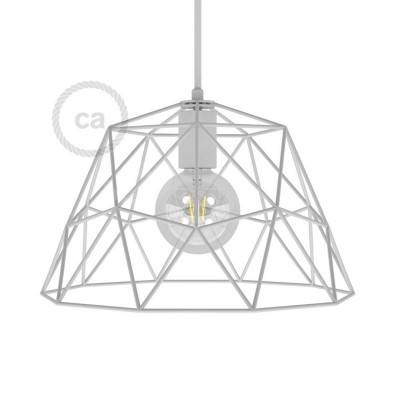 Dome XL naked cage metal Lampshade with E27 lamp holder - White