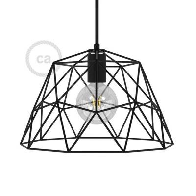 Dome XL naked cage metal Lampshade with E27 lamp holder - Black