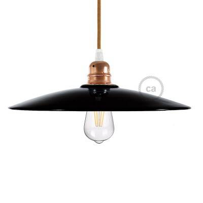 Ceramic Dish lampshade for suspension - Made in Italy - Black - Copper