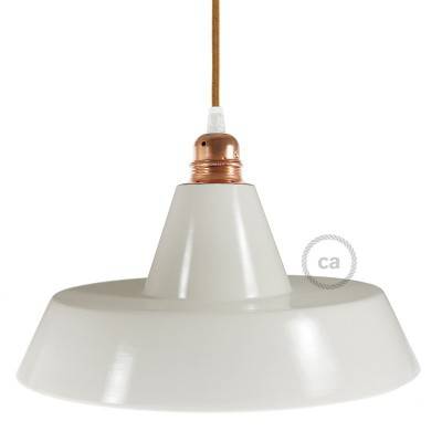 Industrial Ceramic lampshade for suspension - Made in Italy - Glossy white