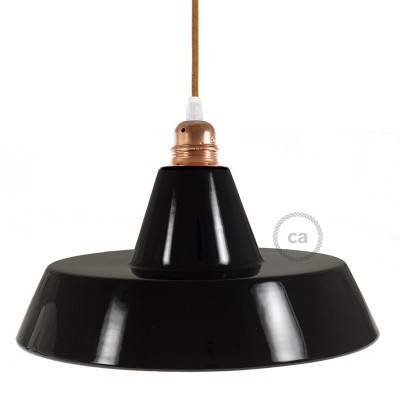 Industrial Ceramic lampshade for suspension - Made in Italy - Black - Copper