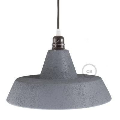 Industrial Ceramic lampshade for suspension - Made in Italy - Cement effect - White