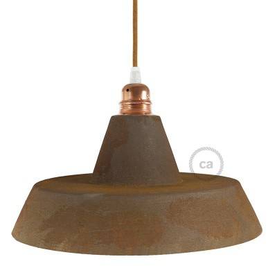 Industrial Ceramic lampshade for suspension - Made in Italy - Corten effect - White