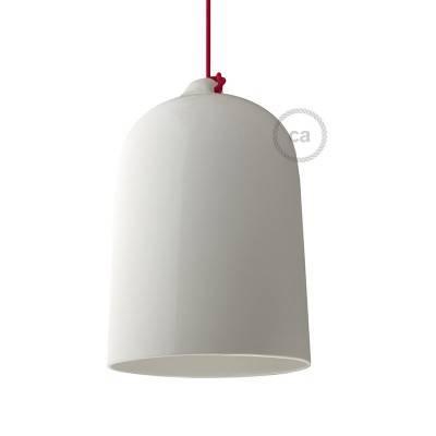 Bell XL ceramic lampshade for suspension - Made in Italy - Glossy white