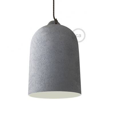 Bell XL ceramic lampshade for suspension - Made in Italy - Cement effect - White