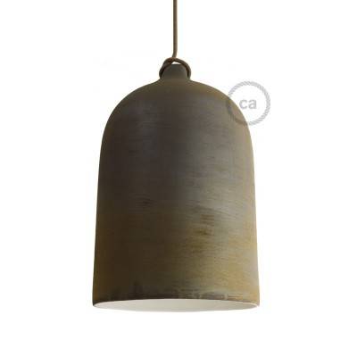 Bell XL ceramic lampshade for suspension - Made in Italy - Corten effect - White