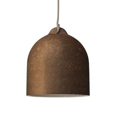 Bell M ceramic lampshade for suspension - Made in Italy - Corten effect - White