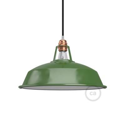 Harbour lampshade in polished metal for E27 fitting, 30 cm diameter - Green