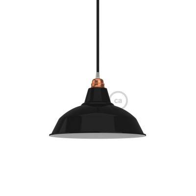 Bistrot lampshade in polished metal for E27 fitting, 30 cm diameter - Black