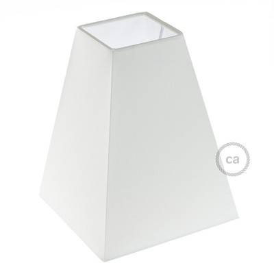 Squared pyramid fabric lampshade for E27 fitting, 16x16 cm h20 cm - 100% Made in Italy - White