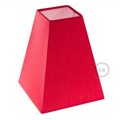 Squared pyramid fabric lampshade for E27 fitting, 16x16 cm h20 cm - 100% Made in Italy - Red