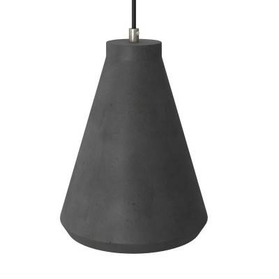 Funnel cement lampshade for suspension, with cable clamp and E27 lamp holder - Dark cement