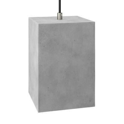 Cube cement lampshade for suspension, with cable clamp and E27 lamp holder - Light cement