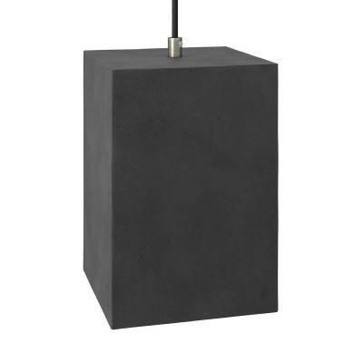 Cube cement lampshade for suspension, with cable clamp and E27 lamp holder - Dark cement