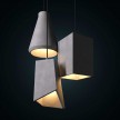 Cube cement lampshade for suspension, with cable clamp and E27 lamp holder