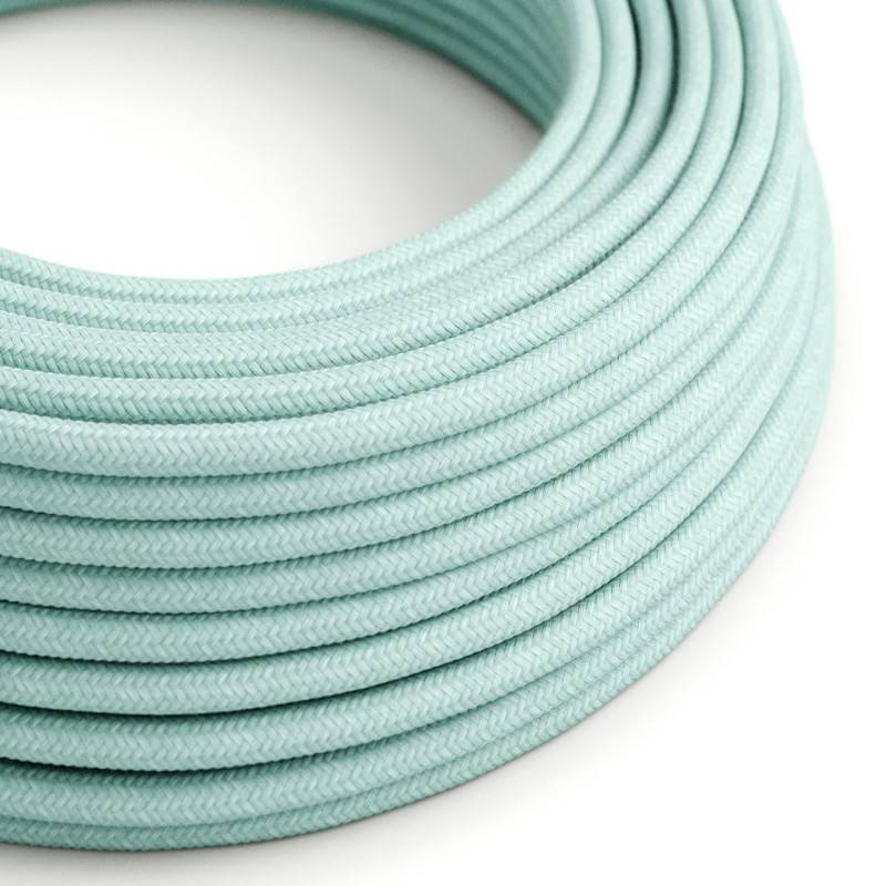 Round Electric Cable covered by Cotton solid color fabric RC18 Celadon Green