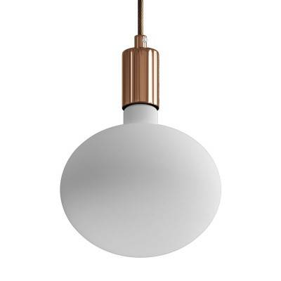 Pendant lamp with textile cable and contrasting metal details - Made in Italy - Copper