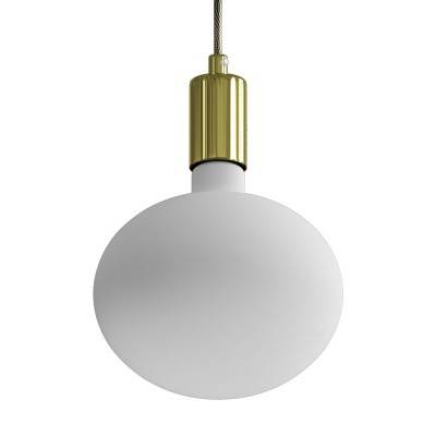 Pendant lamp with textile cable and contrasting metal details - Made in Italy - Brass