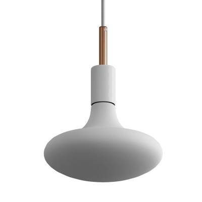 Pendant lamp with textile cable, metal details and 7cm cable clamp - Made in Italy - White - Copper