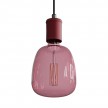 Pendant lamp with textile cable and leather details - Made in Italy