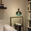 Pendant lamp with textile cable and leather details - Made in Italy