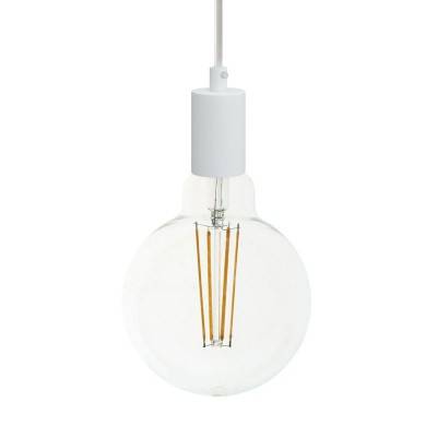 Pendant lamp with textile cable and monochrome metal details - Made in Italy - White