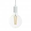 Pendant lamp with textile cable and monochrome metal details - Made in Italy