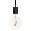 Pendant lamp with textile cable and monochrome metal details - Made in Italy