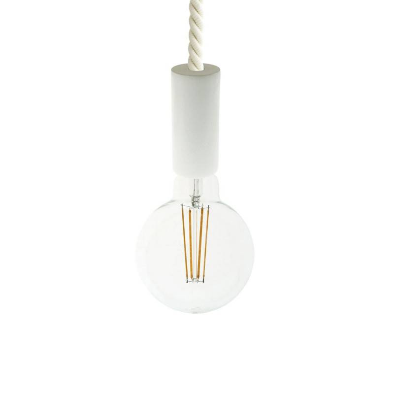 Pendant lamp with XL 16mm nautical cord  painted wood details - Made in Italy