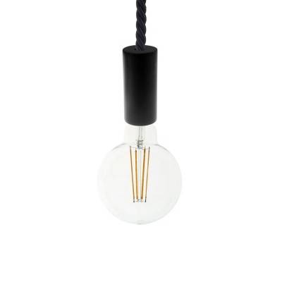 Pendant lamp with XL 16mm nautical cord  painted wood details - Made in Italy - Black