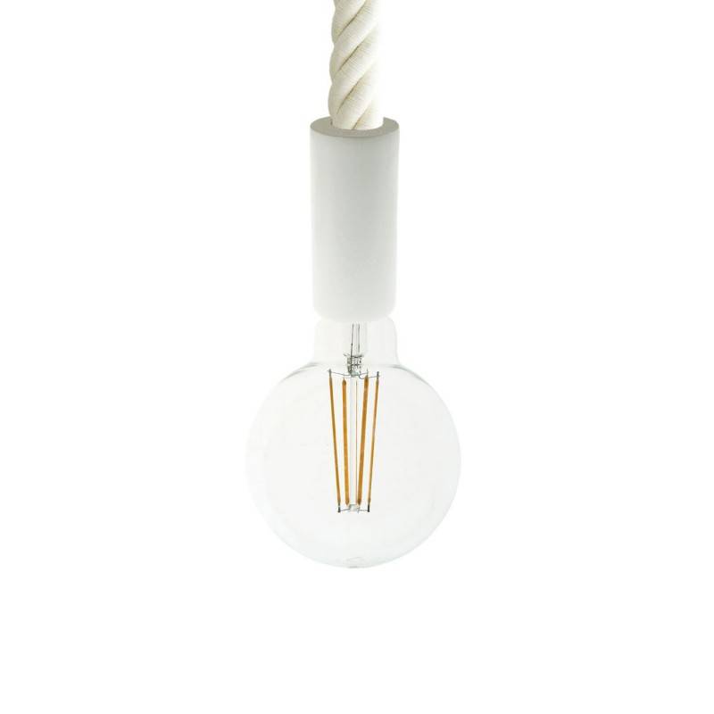 Pendant lamp with 3XL 30mm nautical cord painted wood details - Made in Italy